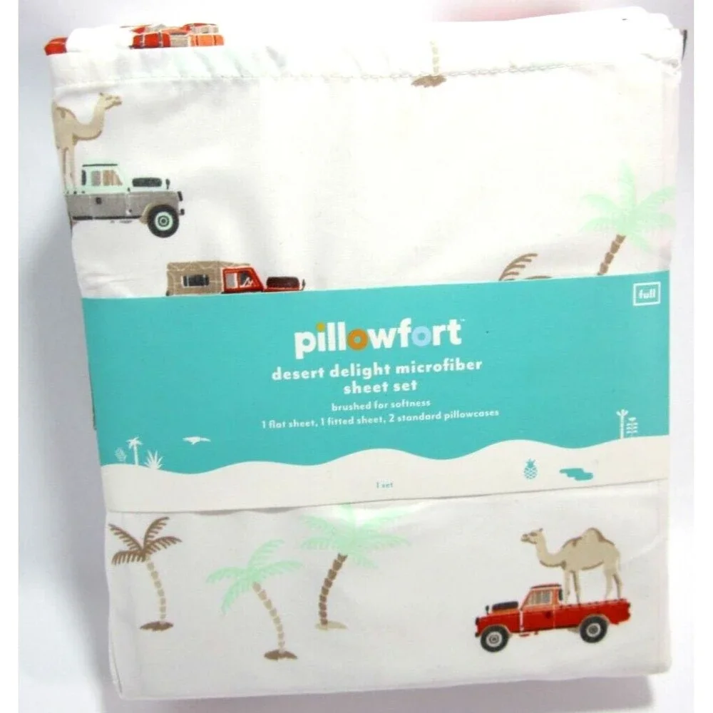 Pillowfort Traveler Desert Delight Camel Jeep Microfiber Sheet Set Full Size Bed